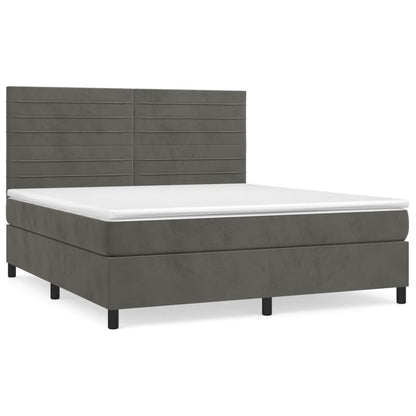 Giroletto a Molle con Materasso Grigio Scuro 180x200 cm Velluto