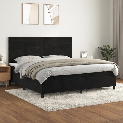 Giroletto a Molle con Materasso Nero 200x200 cm in Velluto | homemem39