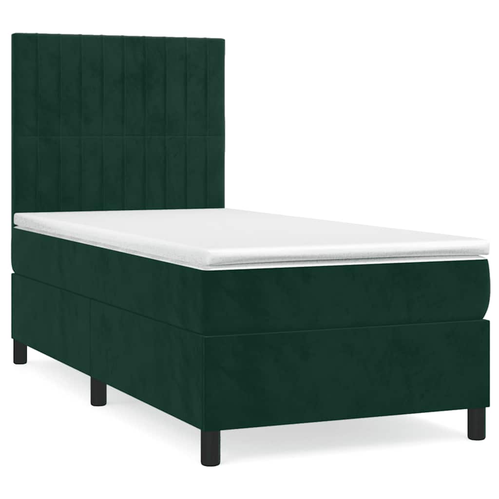 Giroletto a Molle con Materasso Verde Scuro 80x200 cm Velluto | homemem39