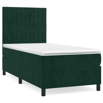 Giroletto a Molle con Materasso Verde Scuro 80x200 cm Velluto