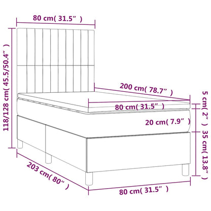 Giroletto a Molle con Materasso Blu Scuro 80x200 cm in Velluto