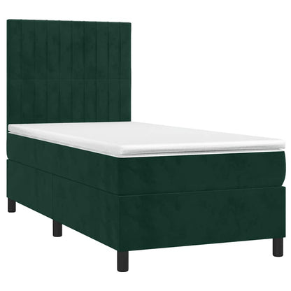 Giroletto a Molle con Materasso Verde Scuro 90x190 cm Velluto