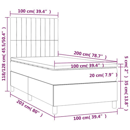 Giroletto a Molle con Materasso Blu Scuro 100x200 cm in Velluto | homemem39