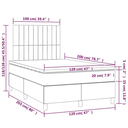 Giroletto a Molle con Materasso Blu Scuro 120x200 cm in Velluto
