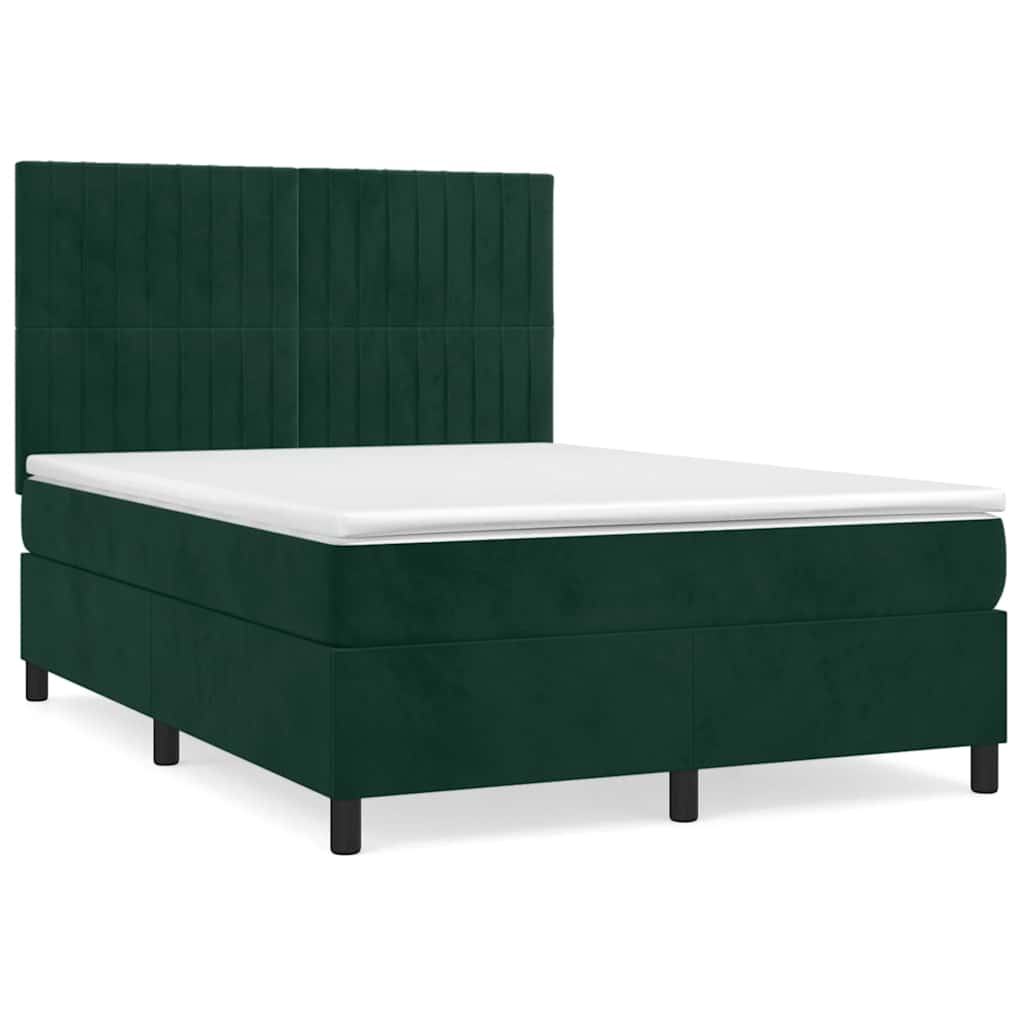 Giroletto a Molle con Materasso Verde Scuro 140x200 cm Velluto | homemem39