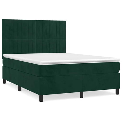 Giroletto a Molle con Materasso Verde Scuro 140x200 cm Velluto | homemem39