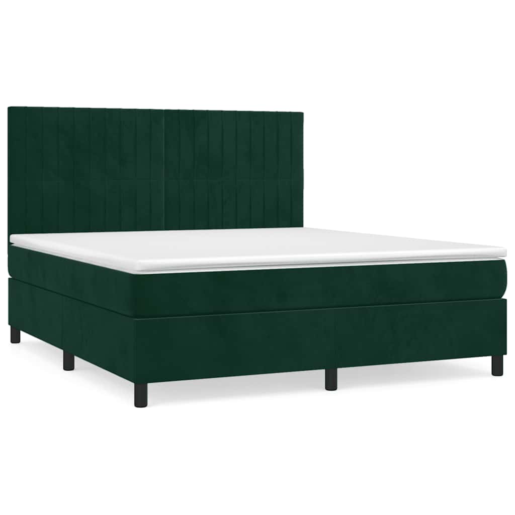 Giroletto a Molle con Materasso Verde Scuro 160x200 cm Velluto | homemem39