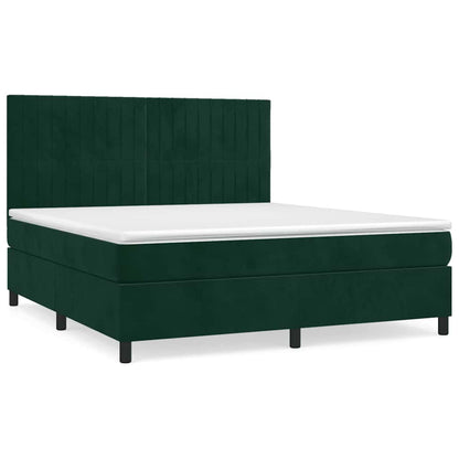 Giroletto a Molle con Materasso Verde Scuro 160x200 cm Velluto | homemem39