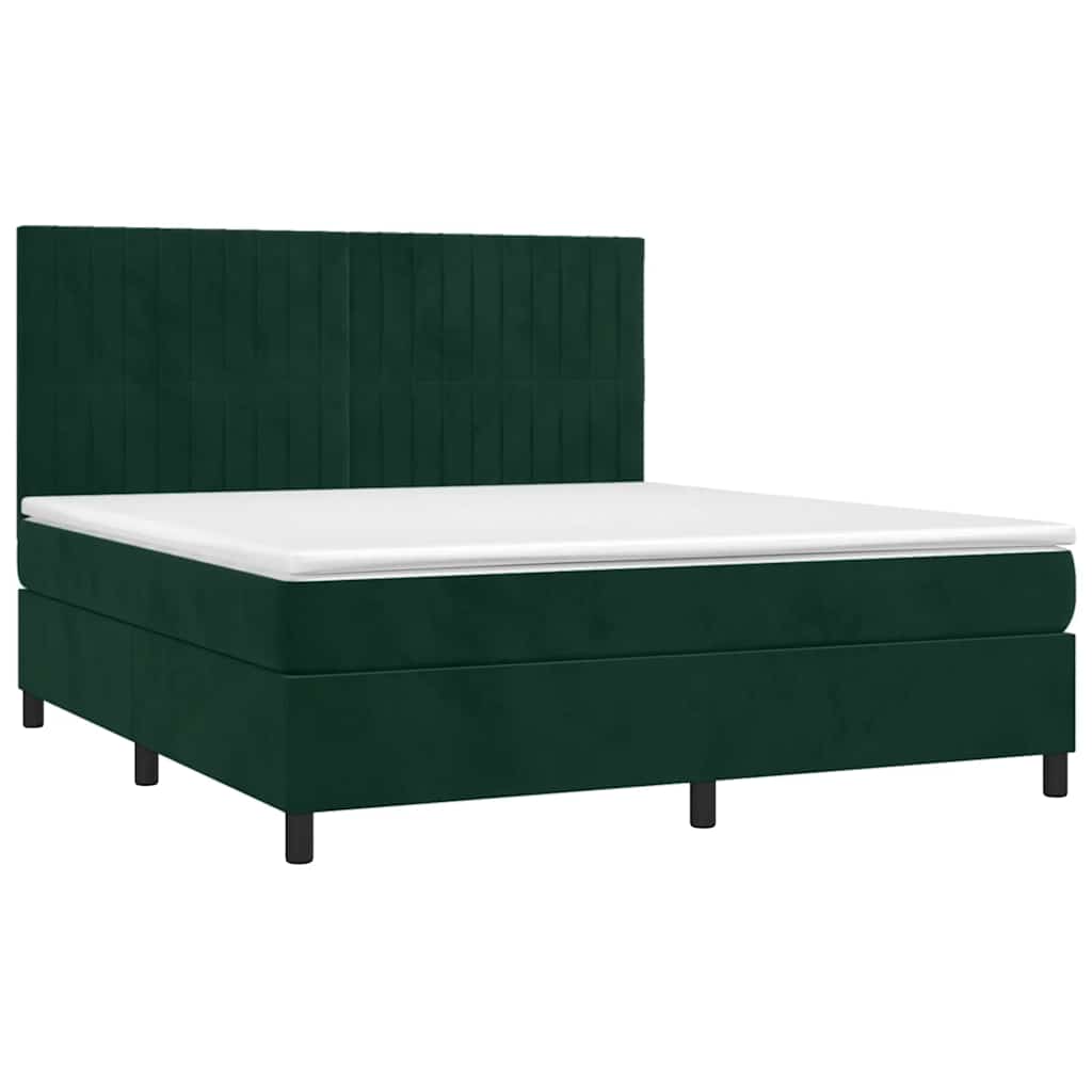 Giroletto a Molle con Materasso Verde Scuro 160x200 cm Velluto | homemem39
