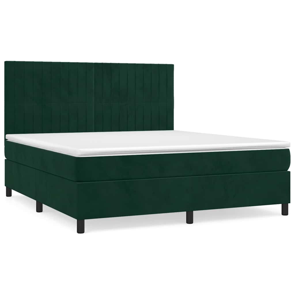 Giroletto a Molle con Materasso Verde Scuro 180x200 cm Velluto | homemem39