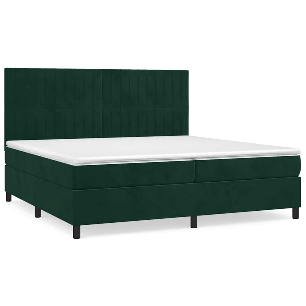 Giroletto a Molle con Materasso Verde Scuro 200x200 cm Velluto
