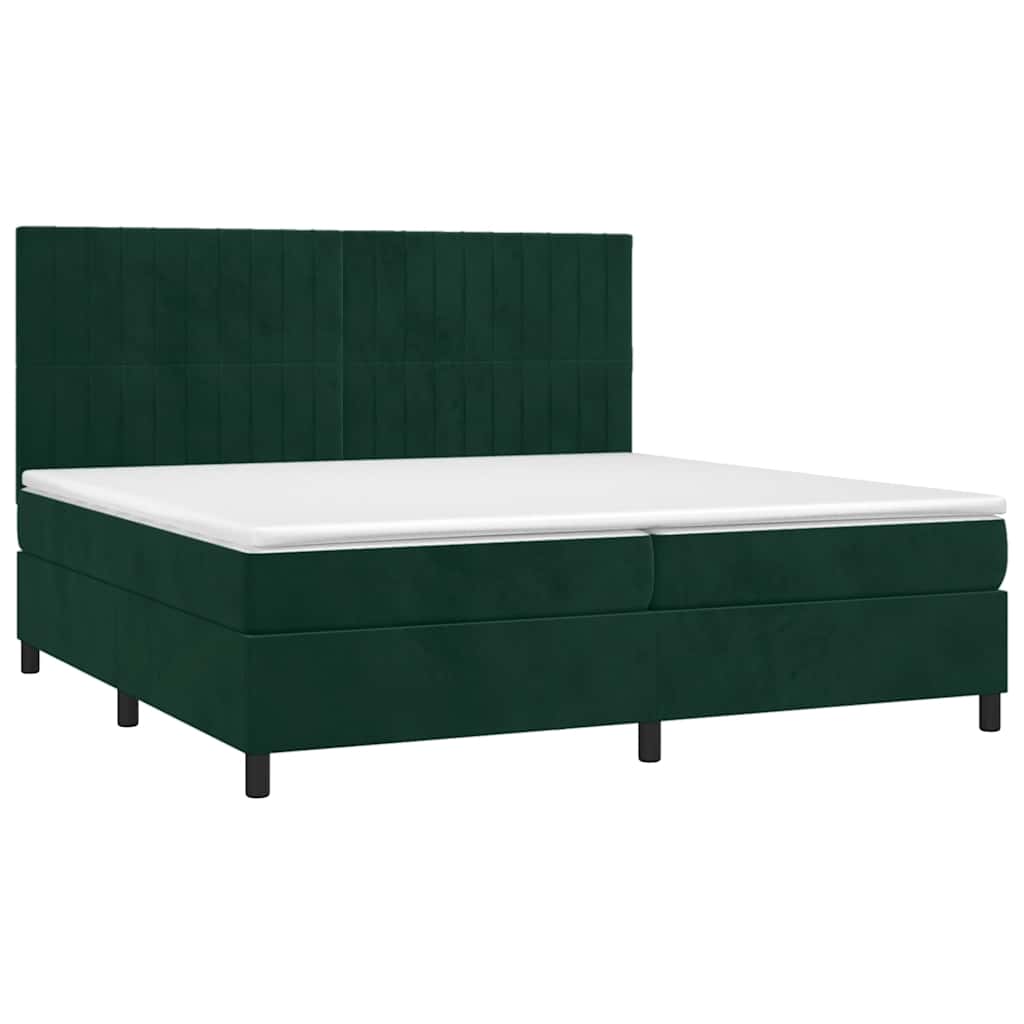Giroletto a Molle con Materasso Verde Scuro 200x200 cm Velluto
