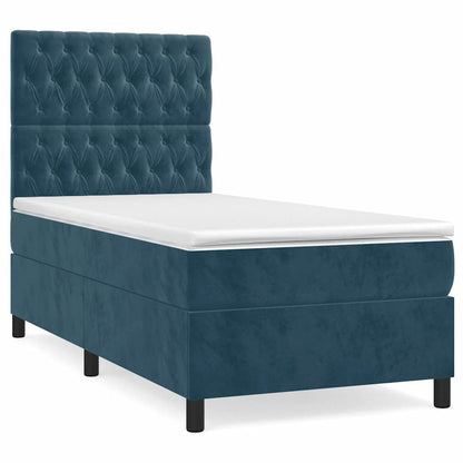 Giroletto a Molle con Materasso Blu Scuro 80x200 cm in Velluto | homemem39