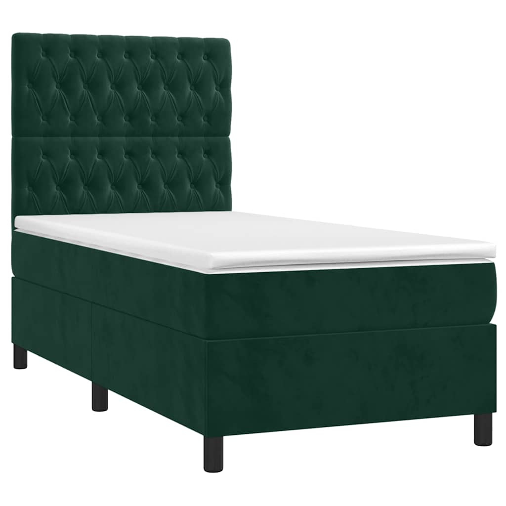 Giroletto a Molle con Materasso Verde Scuro 90x190 cm Velluto