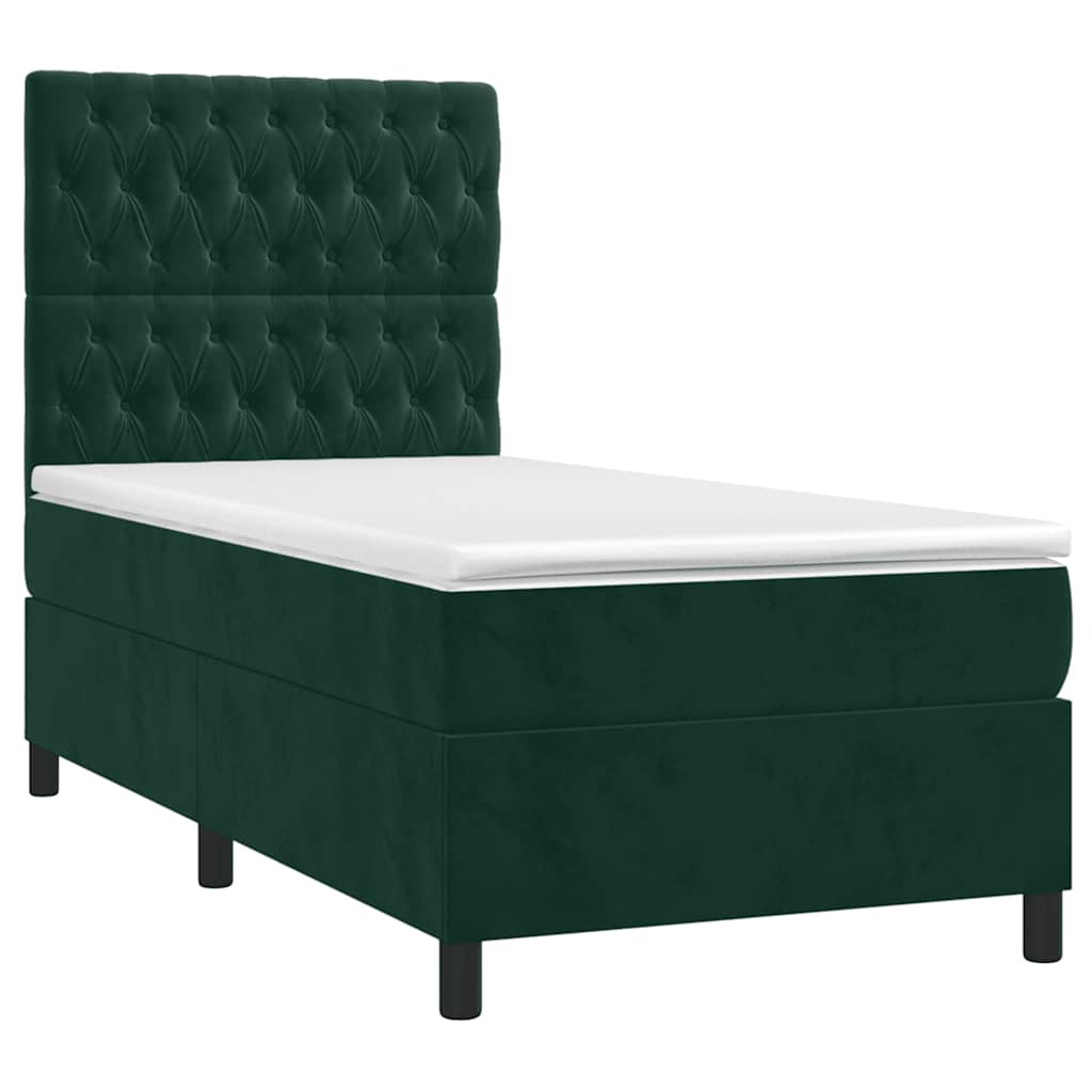 Giroletto a Molle con Materasso Verde Scuro 90x200 cm Velluto
