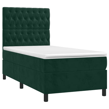 Giroletto a Molle con Materasso Verde Scuro 90x200 cm Velluto