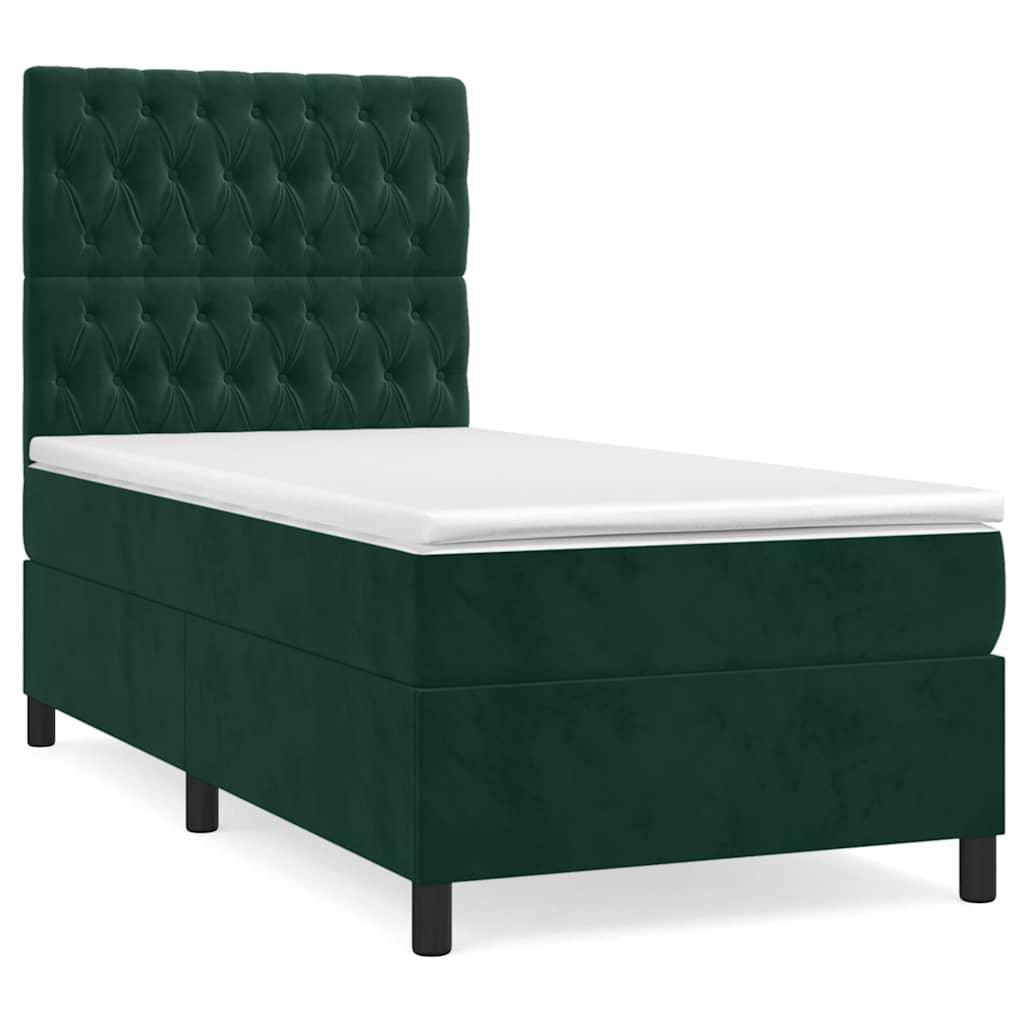 Giroletto a Molle con Materasso Verde Scuro 100x200 cm Velluto | homemem39