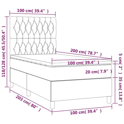 Giroletto a Molle con Materasso Rosa 100x200 cm in Velluto - homemem39