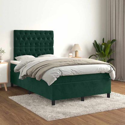 Giroletto a Molle con Materasso Verde Scuro 120x200 cm Velluto | homemem39