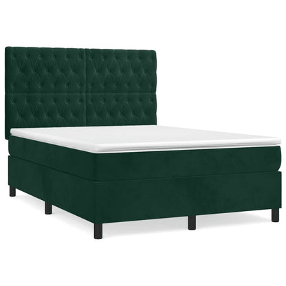 Giroletto a Molle con Materasso Verde Scuro 140x190 cm Velluto | homemem39