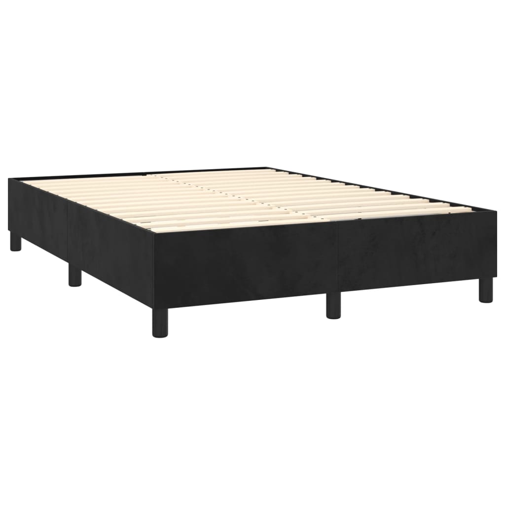 Spring bed frame with black mattress 140x200 cm in velvet