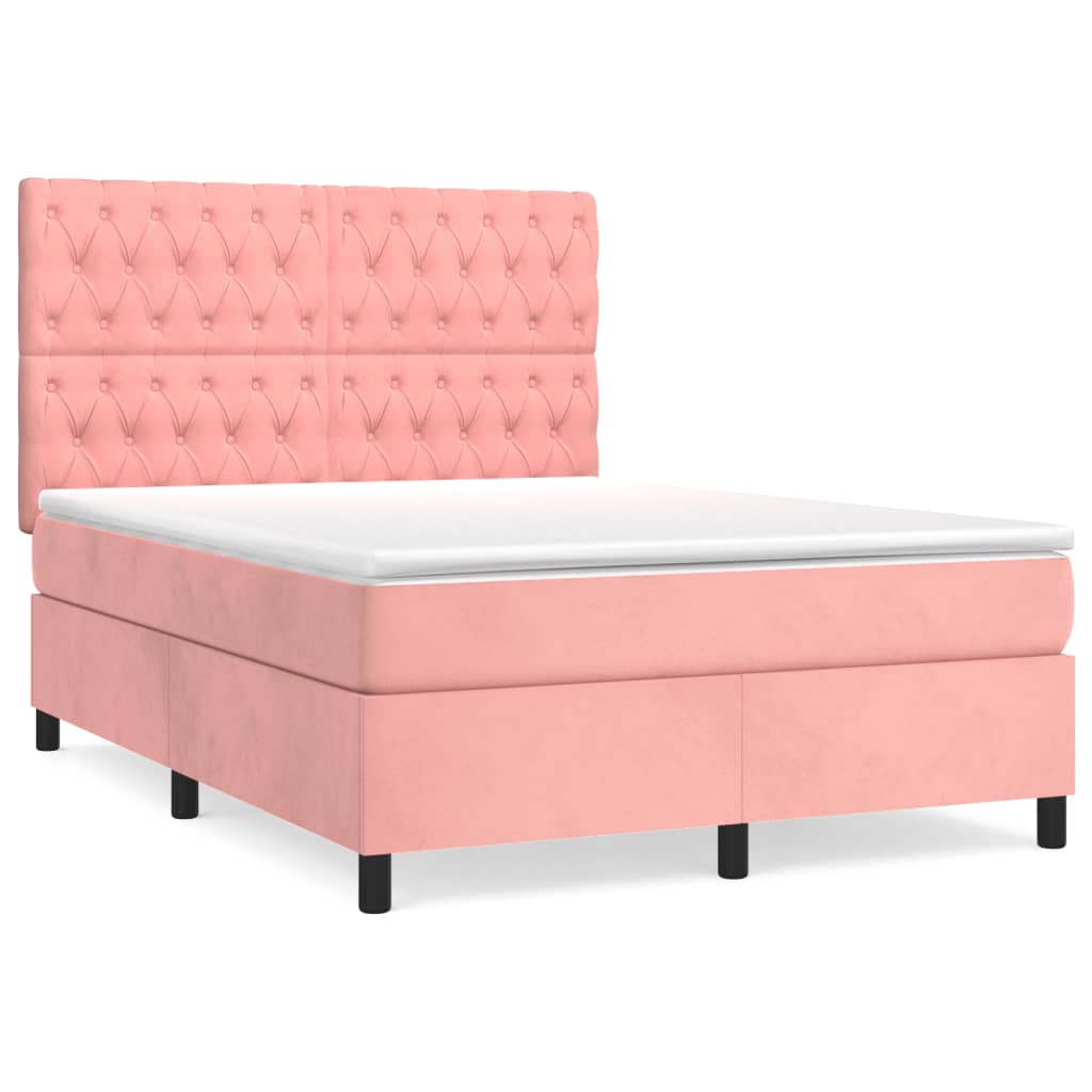 Giroletto a Molle con Materasso Rosa 140x200 cm in Velluto | homemem39