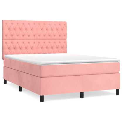 Giroletto a Molle con Materasso Rosa 140x200 cm in Velluto | homemem39