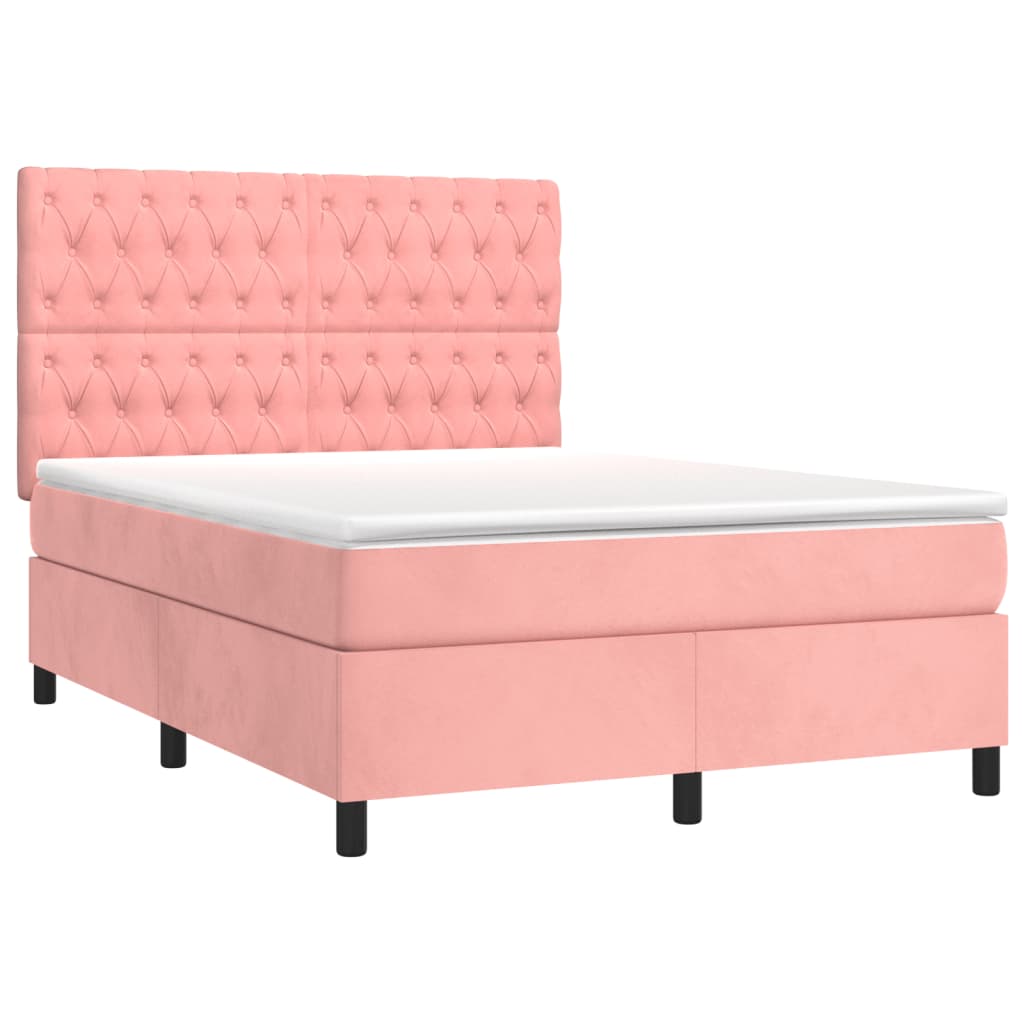 Giroletto a Molle con Materasso Rosa 140x200 cm in Velluto | homemem39
