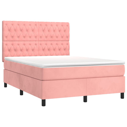 Giroletto a Molle con Materasso Rosa 140x200 cm in Velluto | homemem39