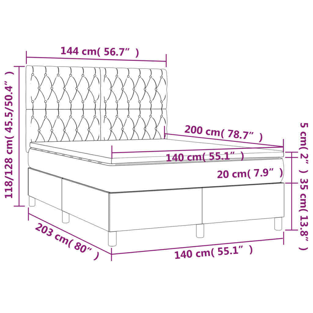 Giroletto a Molle con Materasso Rosa 140x200 cm in Velluto | homemem39