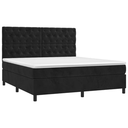 Giroletto a Molle con Materasso Nero 160x200 cm in Velluto