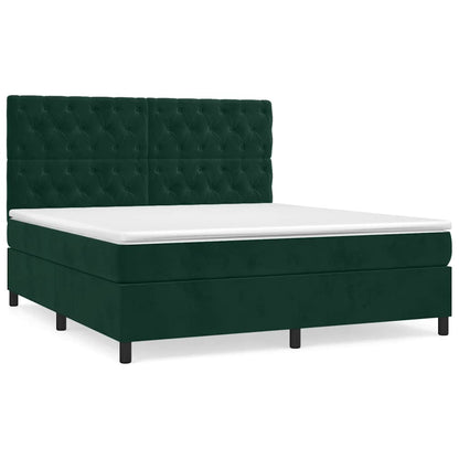 Giroletto a Molle con Materasso Verde Scuro 160x200 cm Velluto | homemem39