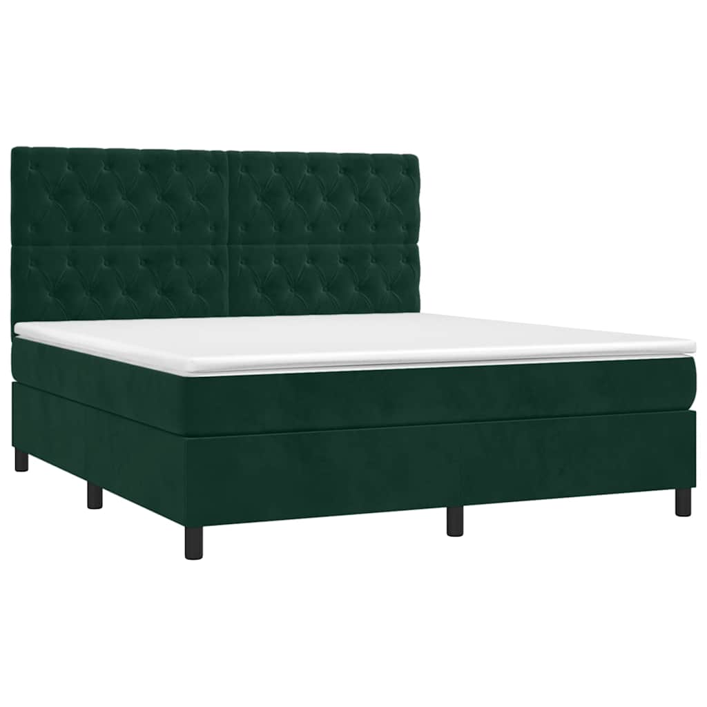 Giroletto a Molle con Materasso Verde Scuro 160x200 cm Velluto | homemem39