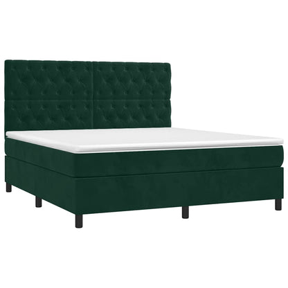Giroletto a Molle con Materasso Verde Scuro 160x200 cm Velluto | homemem39