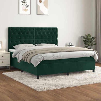 Giroletto a Molle con Materasso Verde Scuro 160x200 cm Velluto | homemem39