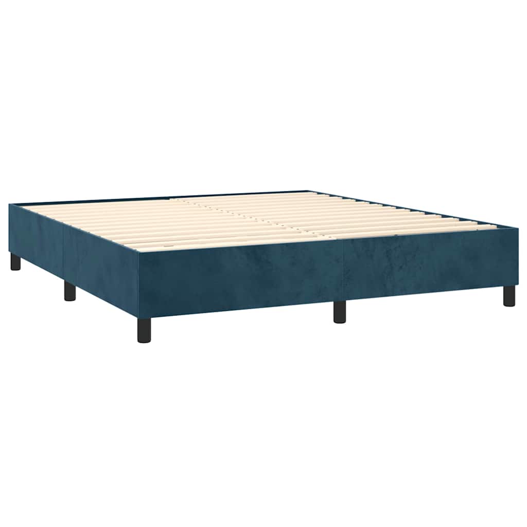 Giroletto a Molle con Materasso Blu Scuro 160x200 cm in Velluto | homemem39