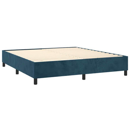 Giroletto a Molle con Materasso Blu Scuro 160x200 cm in Velluto | homemem39