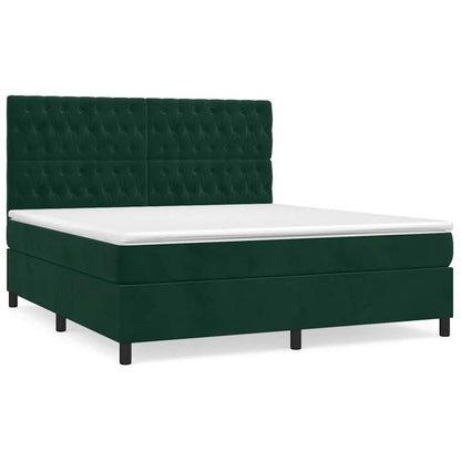 Giroletto a Molle con Materasso Verde Scuro 180x200 cm Velluto