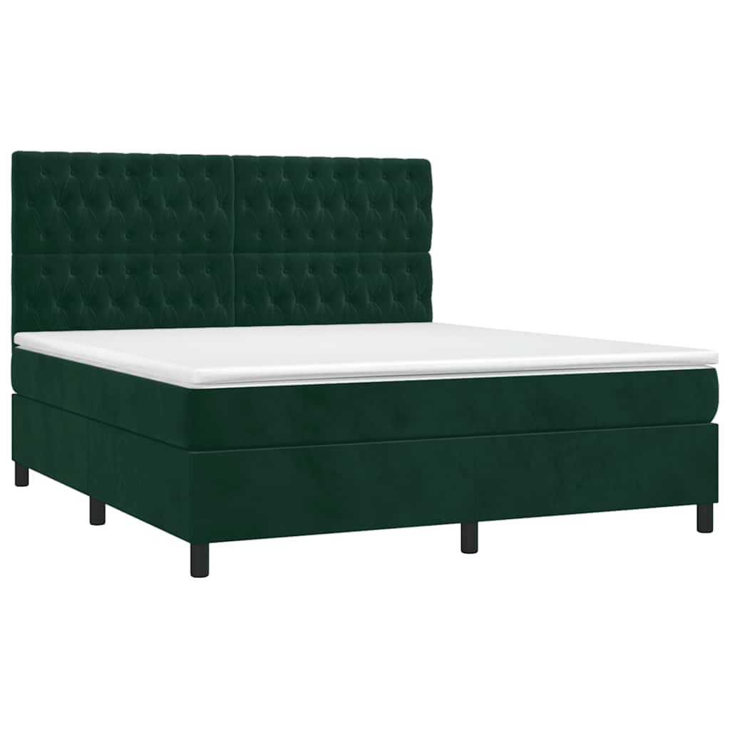 Giroletto a Molle con Materasso Verde Scuro 180x200 cm Velluto