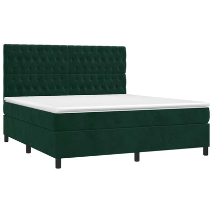 Giroletto a Molle con Materasso Verde Scuro 180x200 cm Velluto