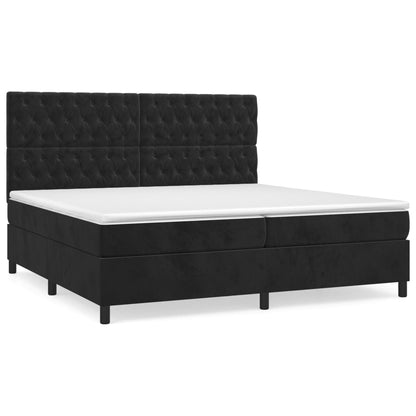 Giroletto a Molle con Materasso Nero 200x200 cm in Velluto | homemem39