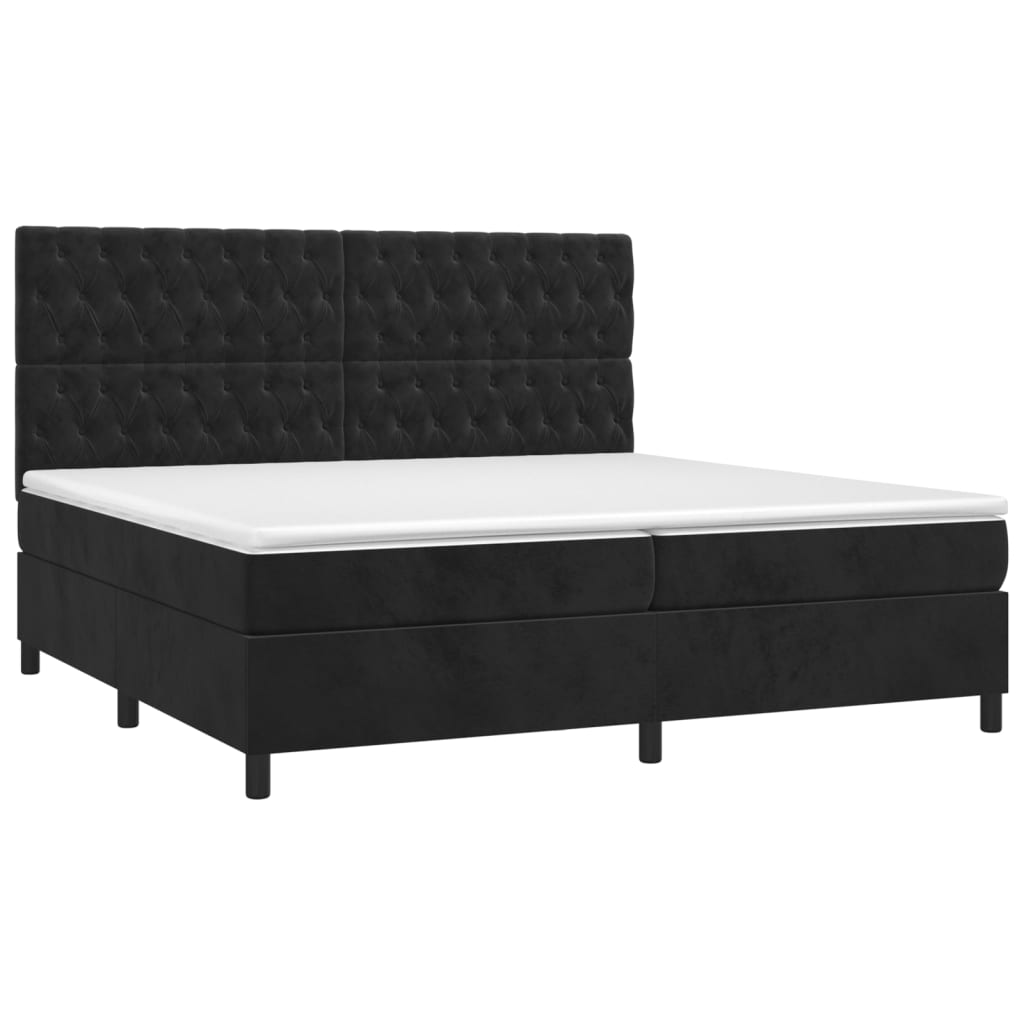 Giroletto a Molle con Materasso Nero 200x200 cm in Velluto | homemem39