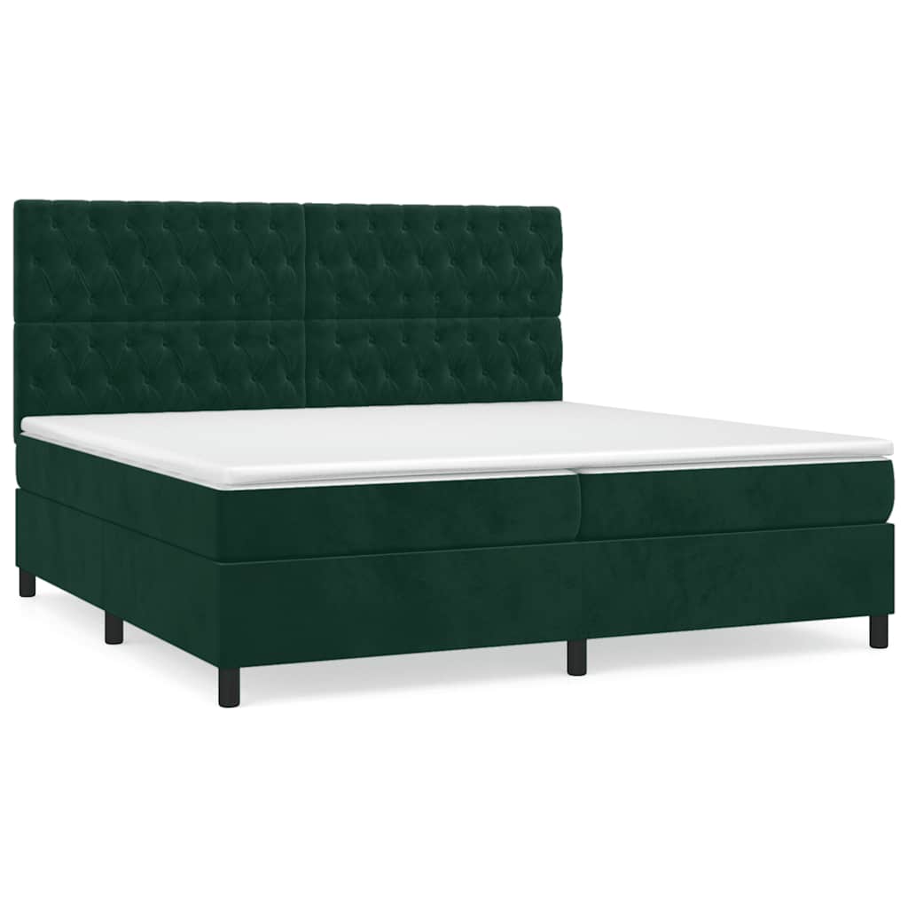 Giroletto a Molle con Materasso Verde Scuro 200x200 cm Velluto | homemem39