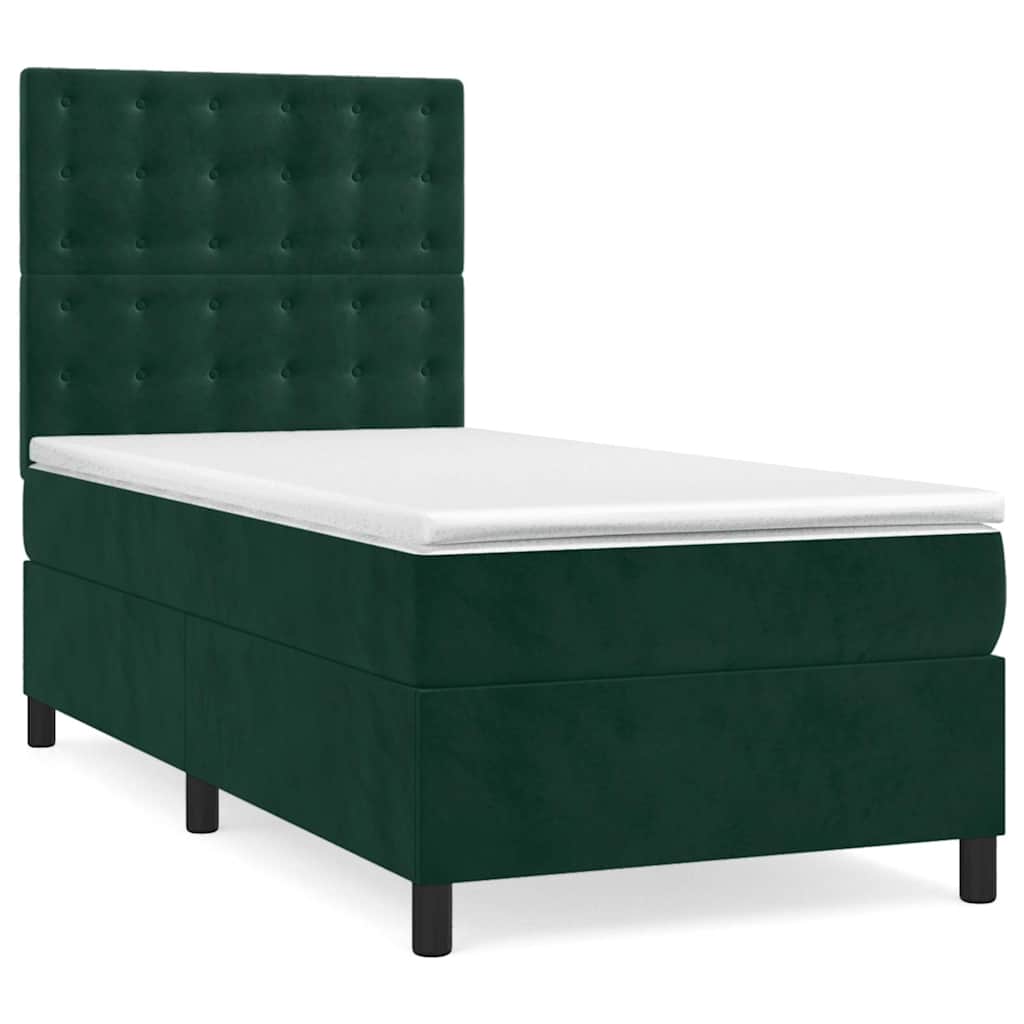 Giroletto a Molle con Materasso Verde Scuro 80x200 cm Velluto | homemem39