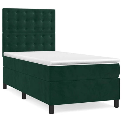 Giroletto a Molle con Materasso Verde Scuro 80x200 cm Velluto | homemem39
