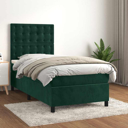 Giroletto a Molle con Materasso Verde Scuro 80x200 cm Velluto | homemem39