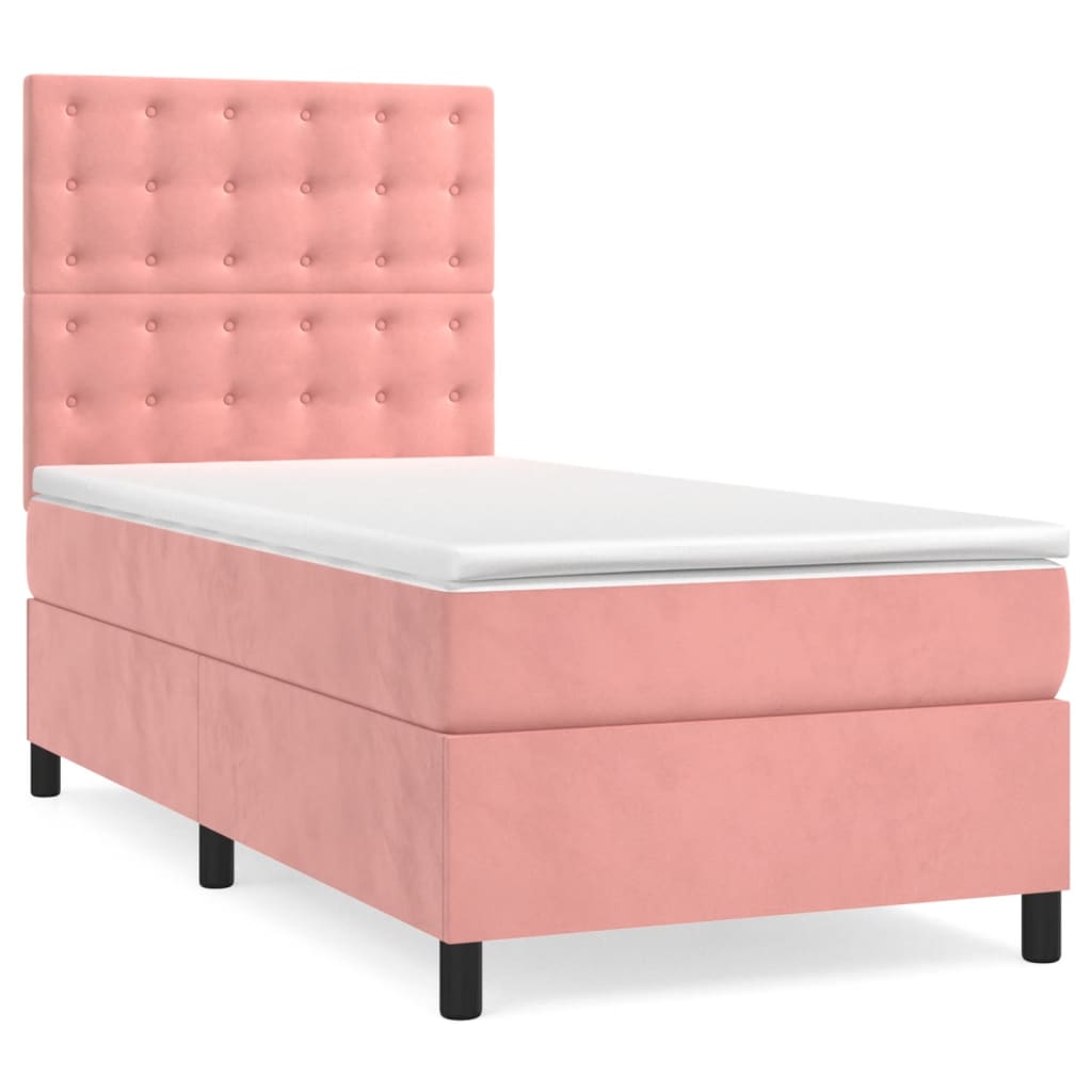 Giroletto a Molle con Materasso Rosa 80x200 cm in Velluto | homemem39