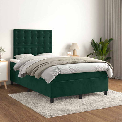 Giroletto a Molle con Materasso Verde Scuro 120x200 cm Velluto | homemem39