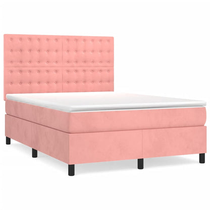 Giroletto a Molle con Materasso Rosa 140x190 cm in Velluto