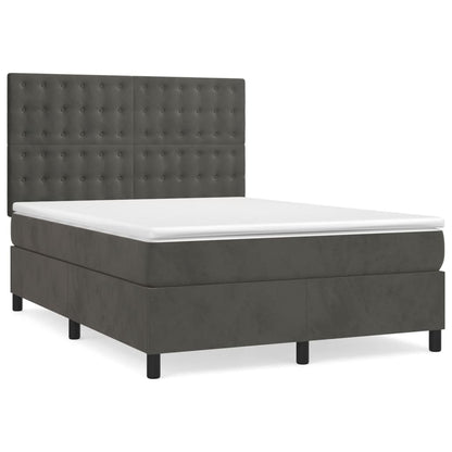 Giroletto a Molle con Materasso Grigio Scuro 140x200 cm Velluto | homemem39